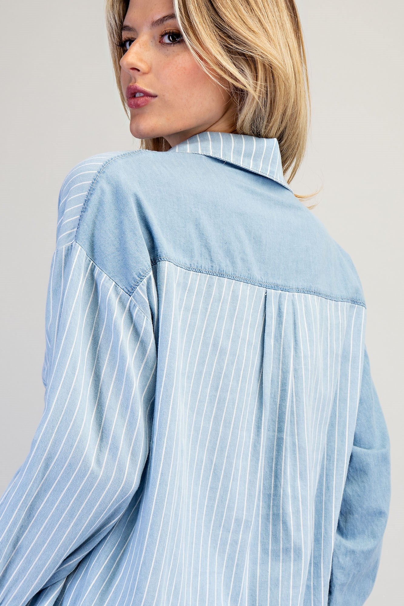 Striped Contrast Button Down Shirt