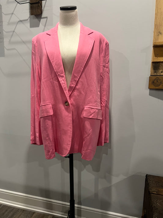 Oversized Pink Linen Blazer