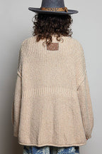 Floral Contrast Long Sleeve Deep V Neck Sweater Cardigan Top