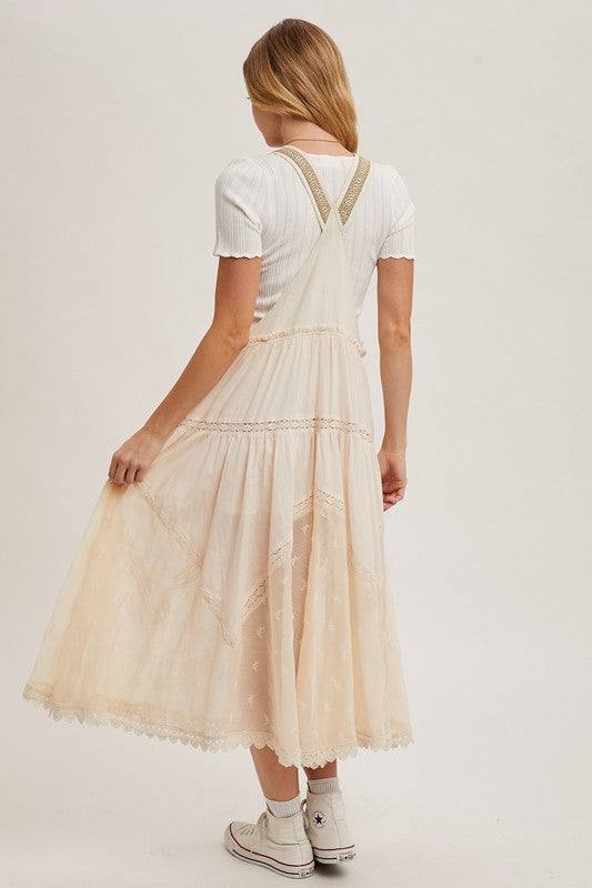 Lace Embroidered Tulle Bib/Overall Dress