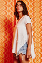 Asymmetrical Raw Edge Tee