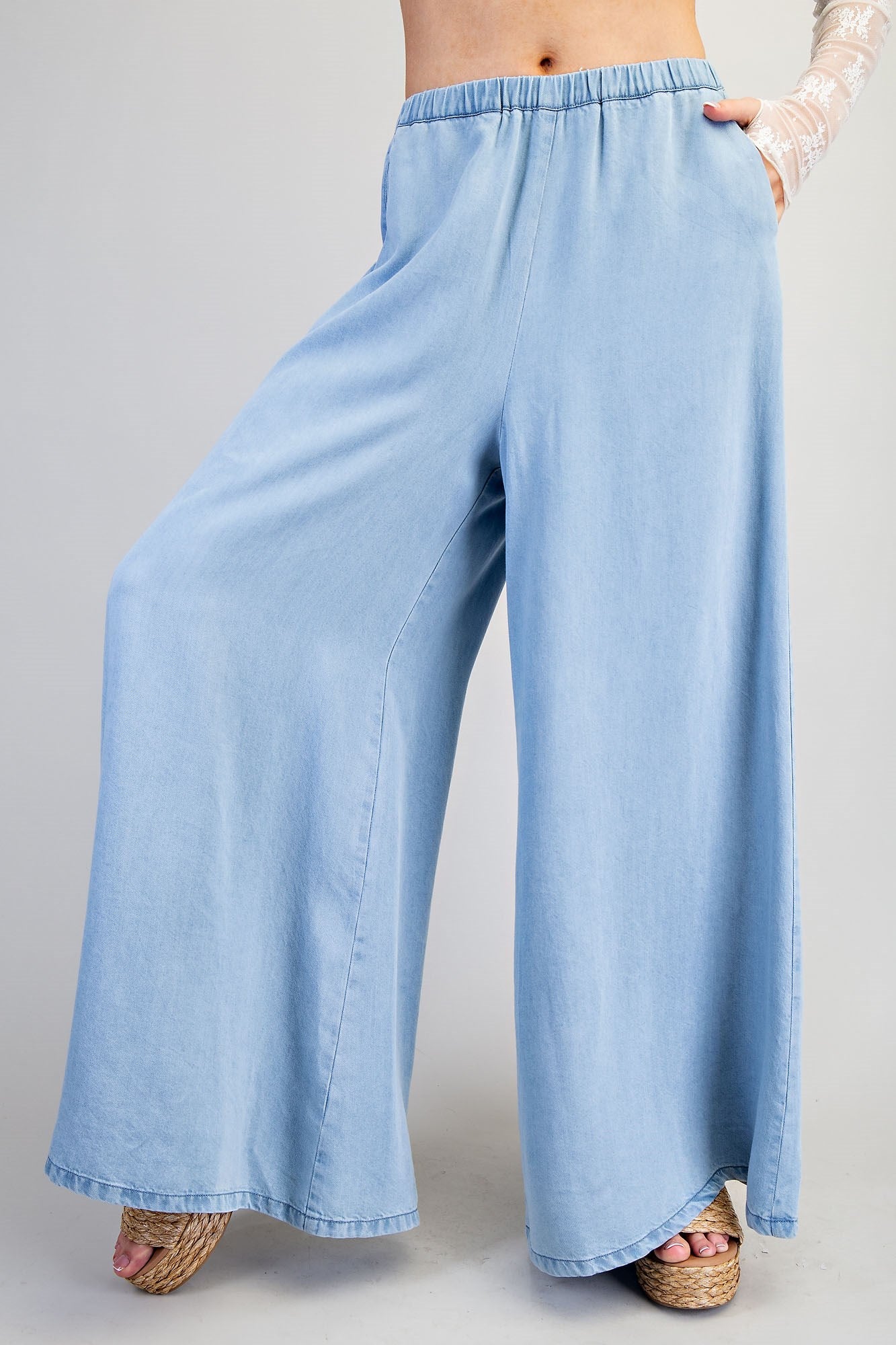 Chambray Wide Leg Pants
