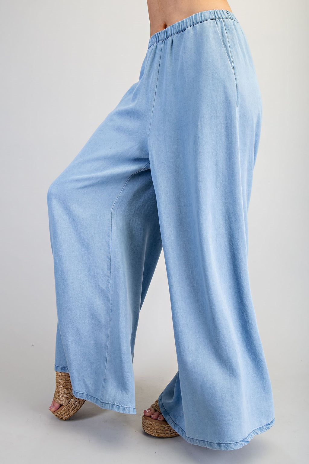 Chambray Wide Leg Pants