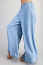 Chambray Wide Leg Pants