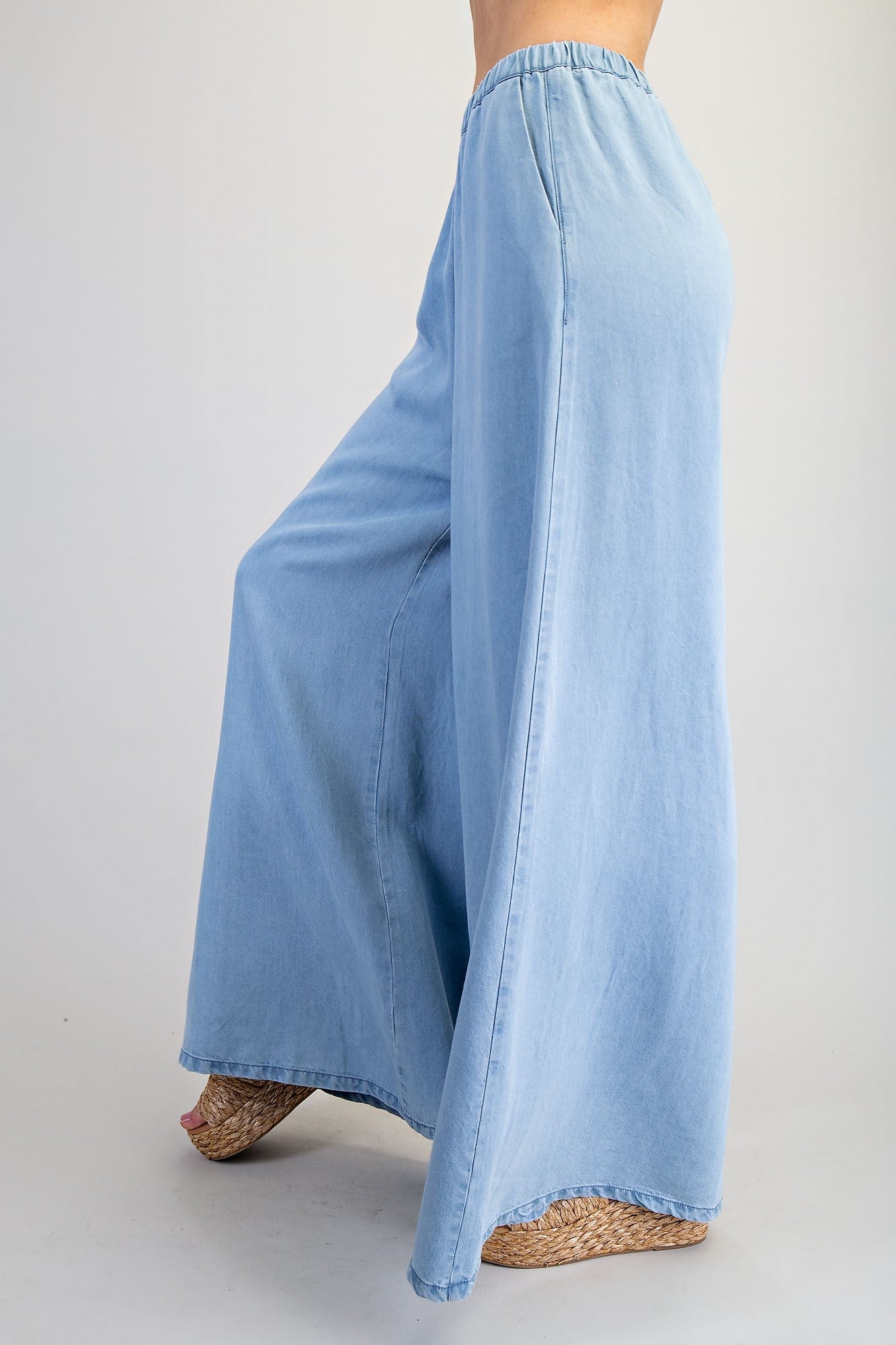 Chambray Wide Leg Pants