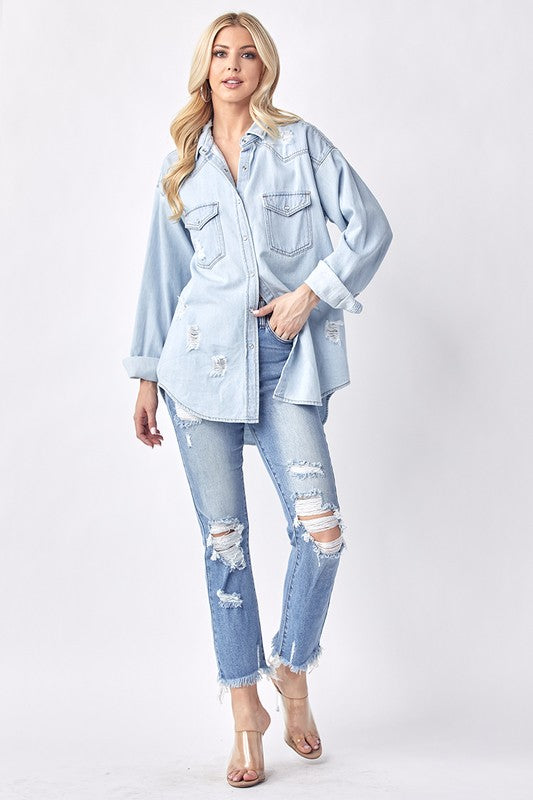 Risen Relaxed Fit Denim Button Up Shirt