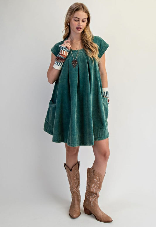 Corduroy Pleated Dress