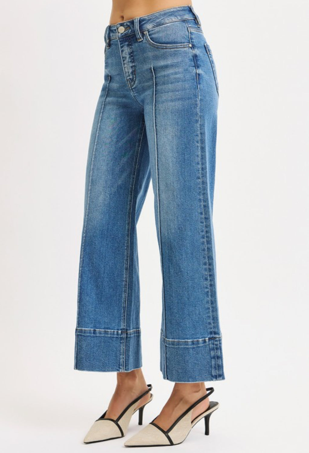 Risen Cropped Pintuck Jeans