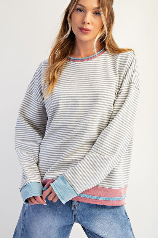 Striped Terry Pullover