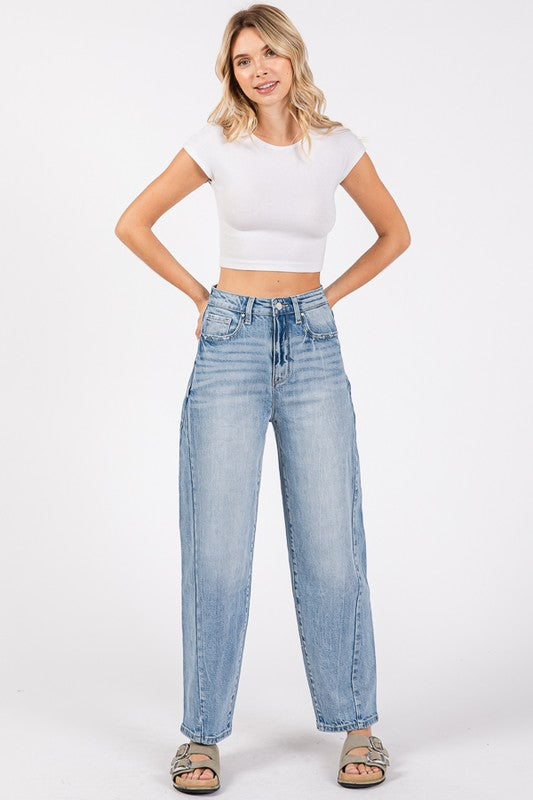 Petra High rise comfort barrel jeans