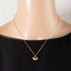 Gold Cz-Trimmed Scallop Shell Pendant Necklace