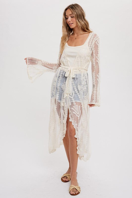 Boho Embroidered Lace Duster