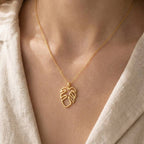 Monstera Cutout Pendant Necklace