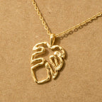 Monstera Cutout Pendant Necklace