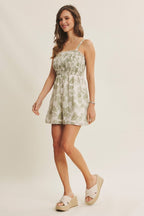 Palm Leaf Smocked Romper