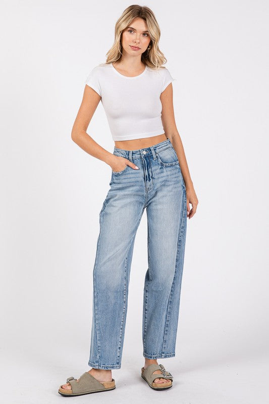 Petra High rise comfort barrel jeans