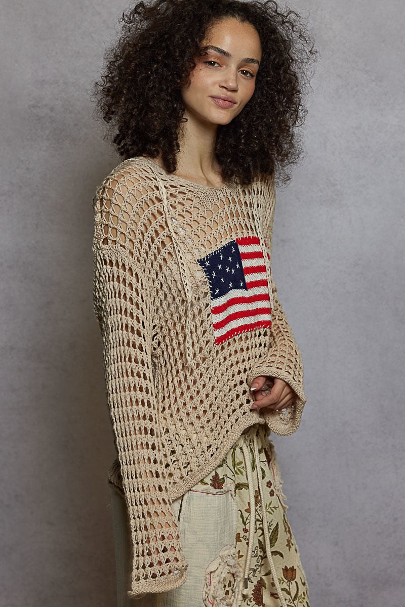 Patriotic Hooded lightweight sweater