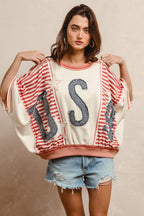 Washed USA Patchwork Stripeds Mix & Match Top