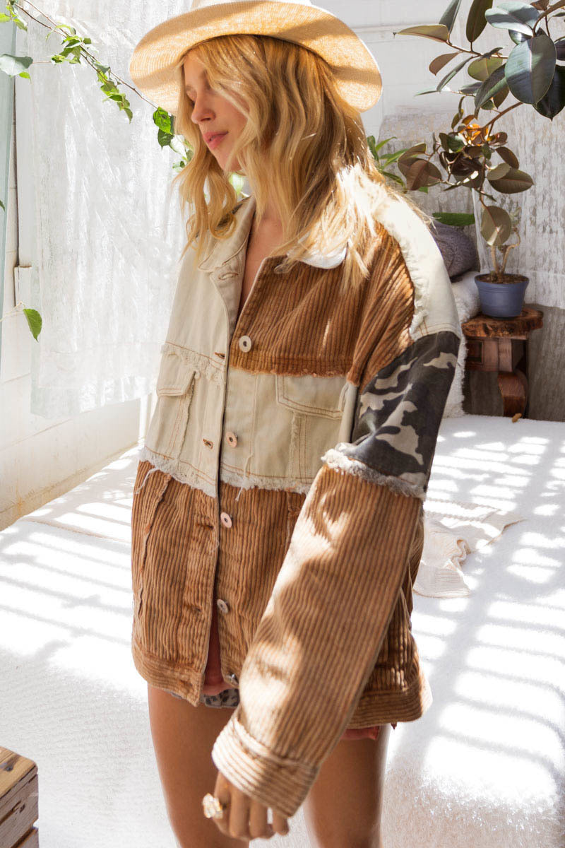 Multi Pattern Corduroy/Denim jacket