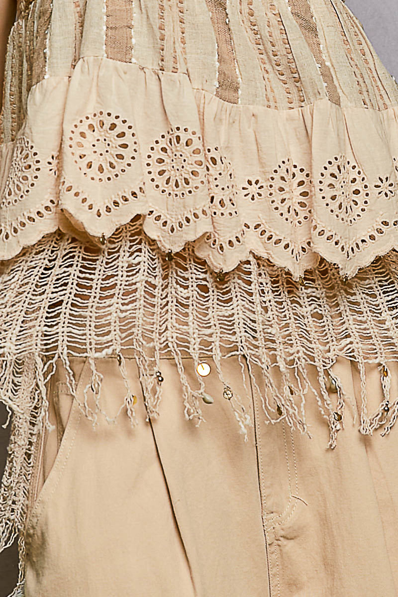Boho Ruffled Shell Tank