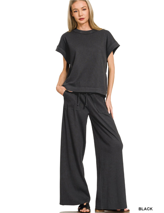 Ribbed Tee & Pants Set