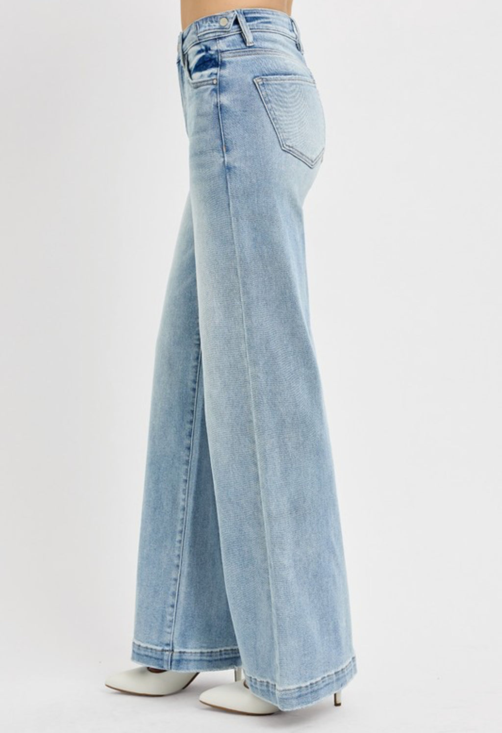 Tummy Control High Rise Wide Leg Adjustable Waist - Light