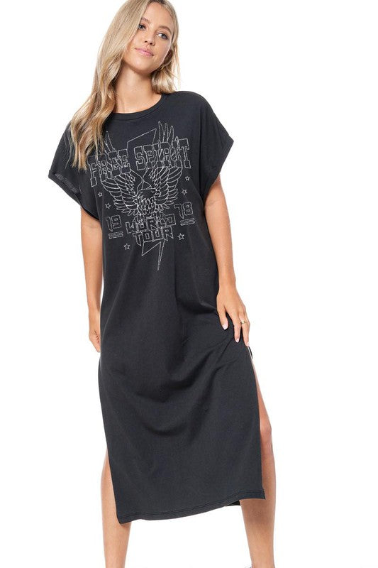 Free Spirit T-shirt Maxi Dress - Black