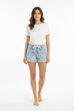 Risen Lightwash Paisley Print Shorts