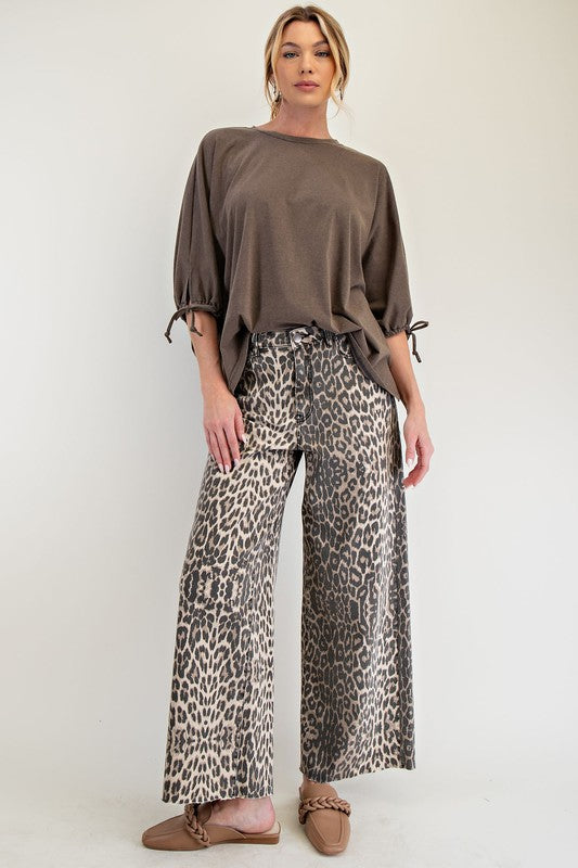 Washed Animal Print Pants