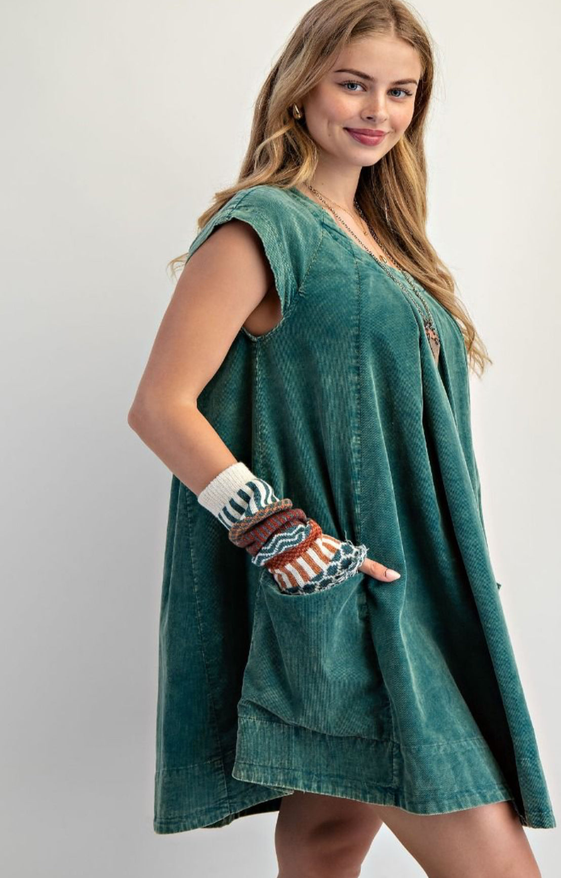 Corduroy Pleated Dress