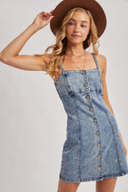 Denim button down mini dress