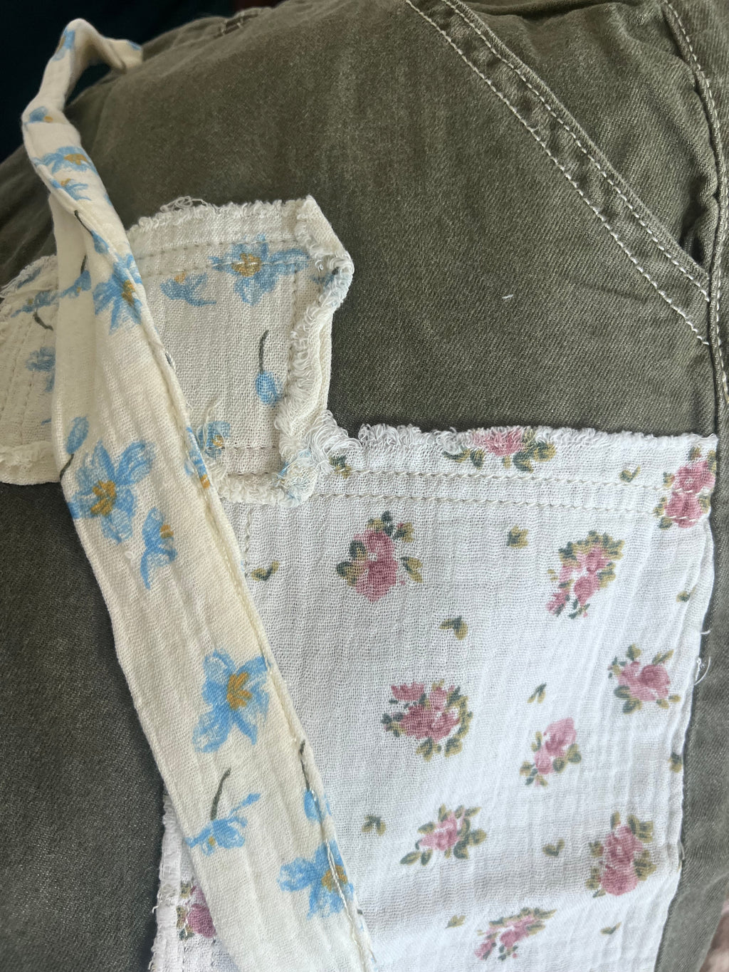 Twill Wide Leg Patchwork Pants