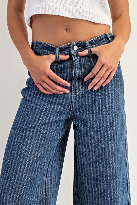 Pinstripe Rolled Cuff Jeans
