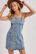 Denim button down mini dress