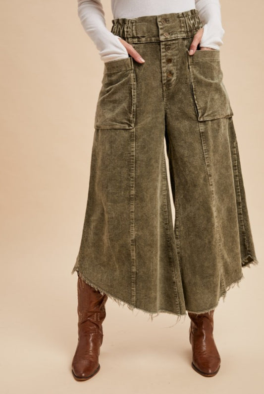 Frayed Hem Corduroy Pants