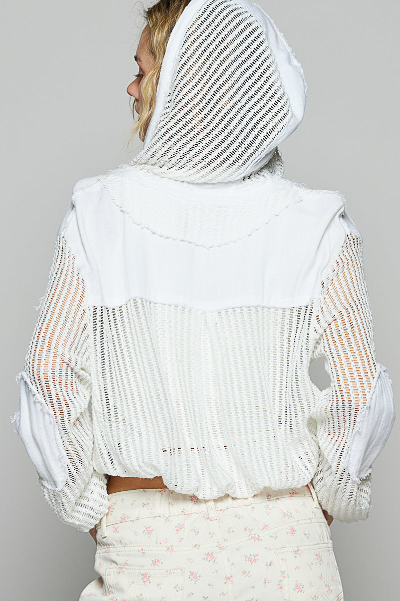 Button Front Hoodie Edgy Top