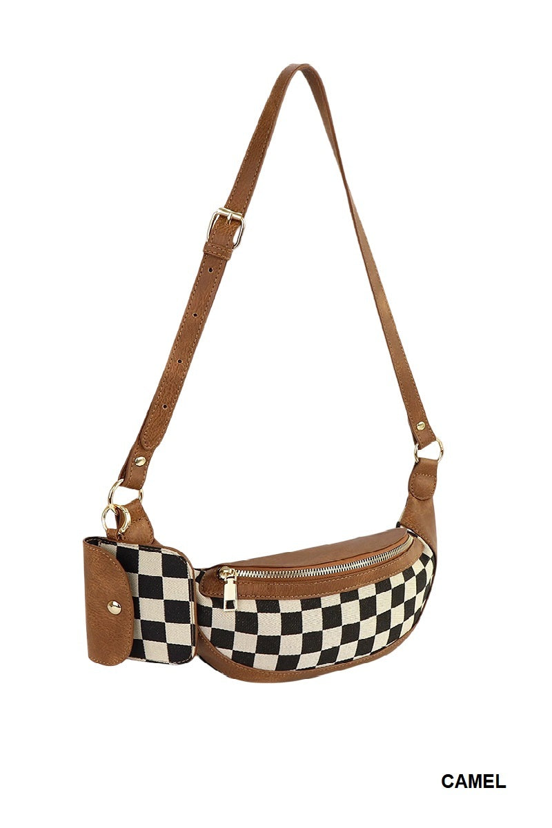 Duo Checkered Crossbody Fanny Pack & Wallet