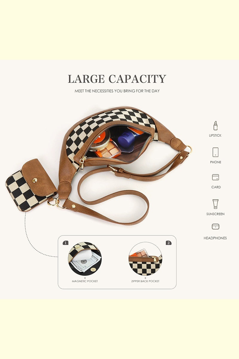 Duo Checkered Crossbody Fanny Pack & Wallet