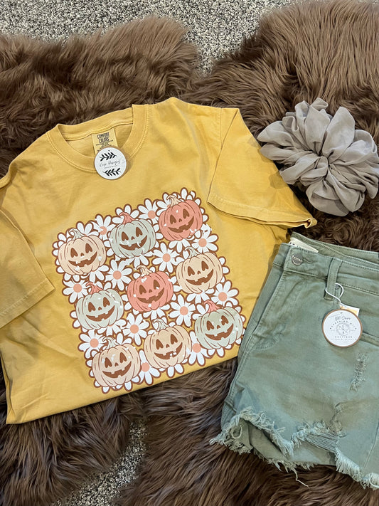 Retro Daisy Pumpkin Graphic tee