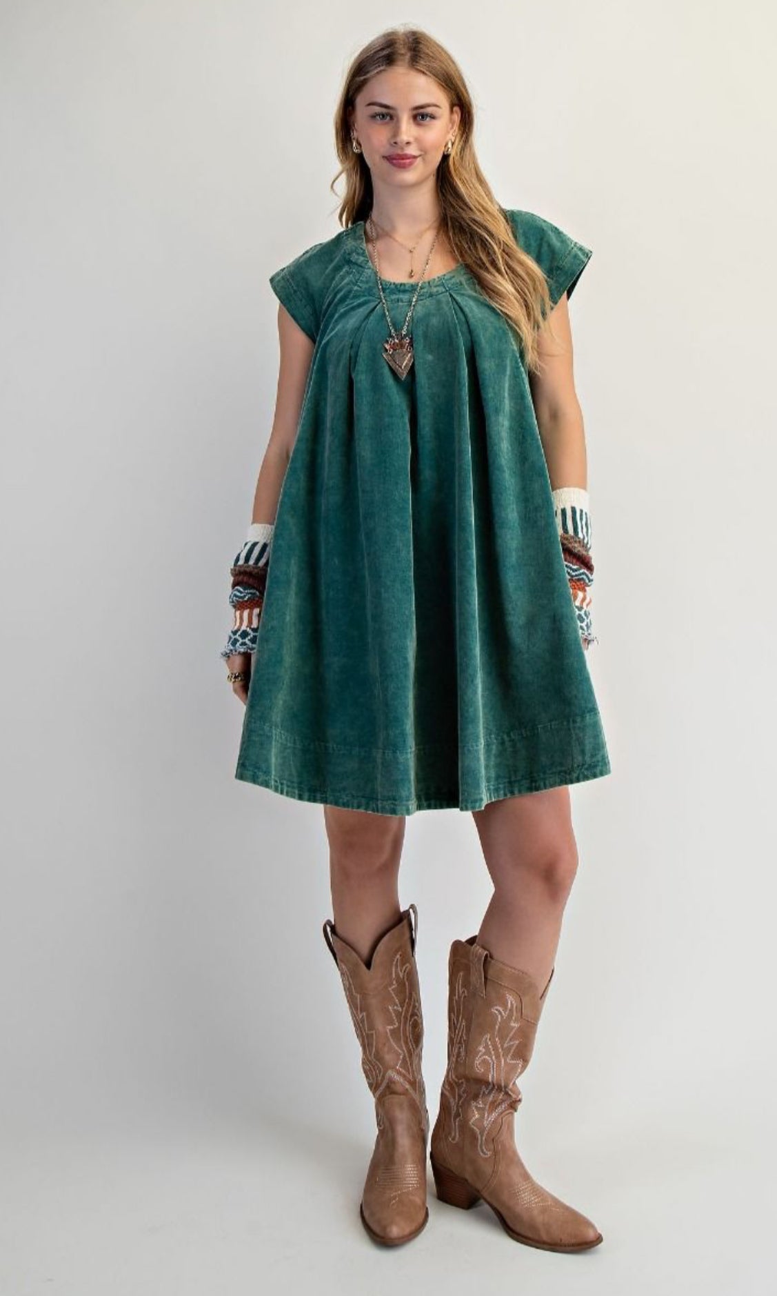 Corduroy Pleated Dress