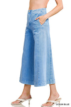 High Rise Cropped Gaucho Denim