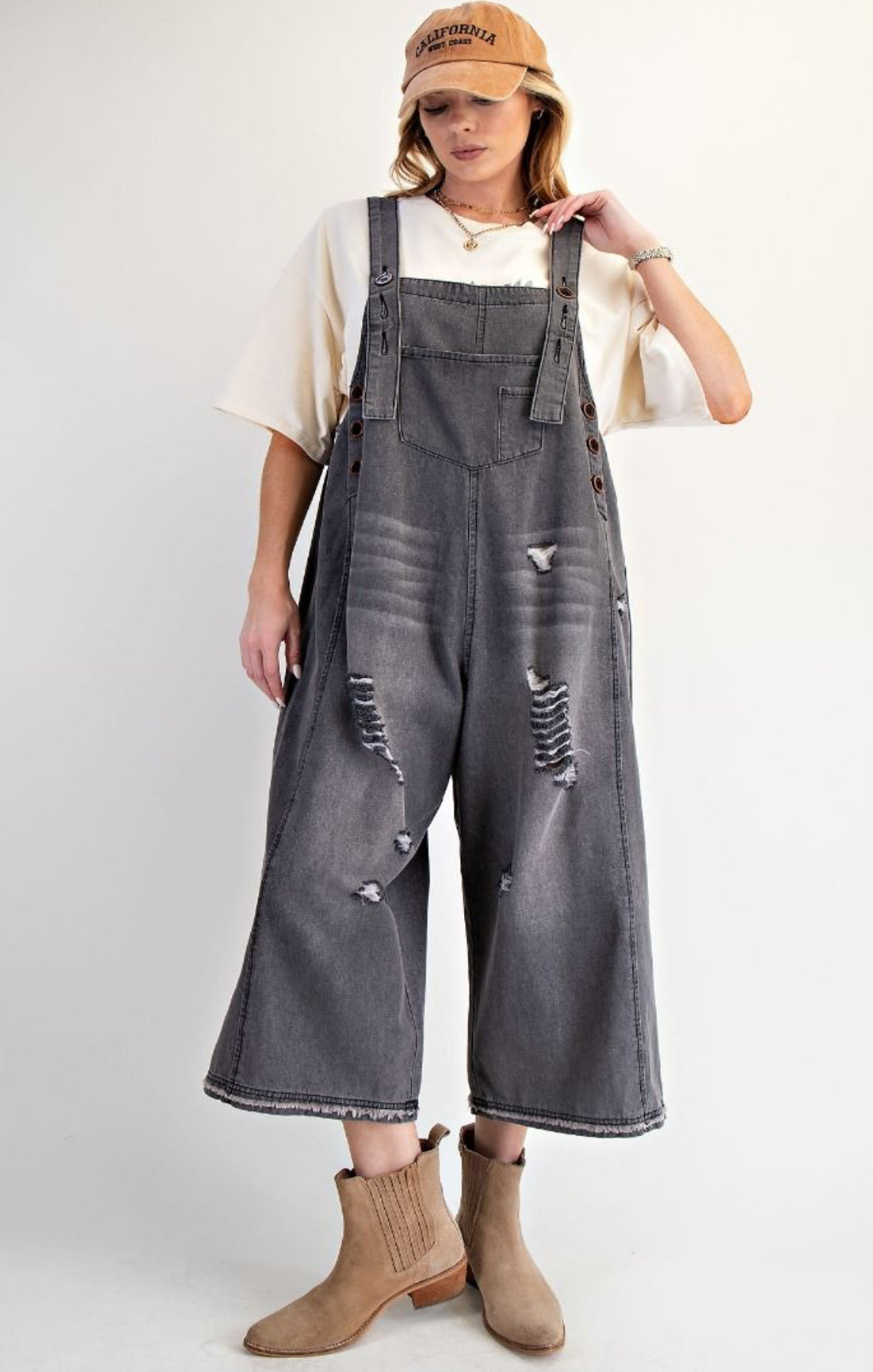 Washed Denim Overalls