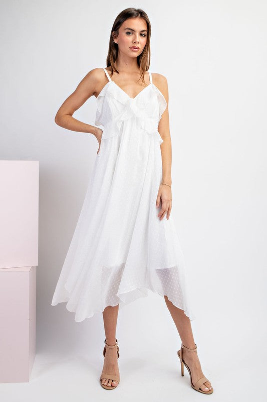 RuffleFlare Midi-Dress