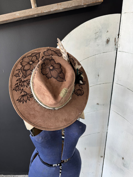 Wildflower Design Burned Hat