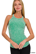 Washed Ribbed Cami Top -Kelly Green