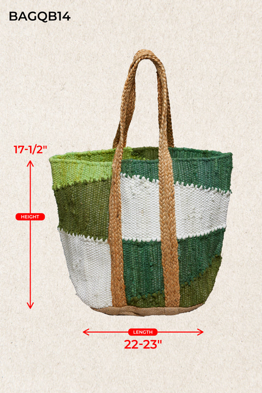 Handwoven Green/multi Tote Bag