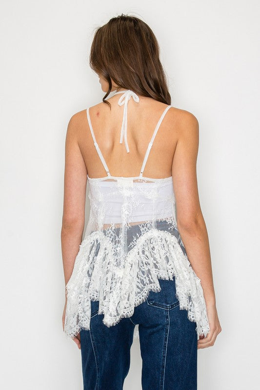 Ruffled Lace Cami Layering Top