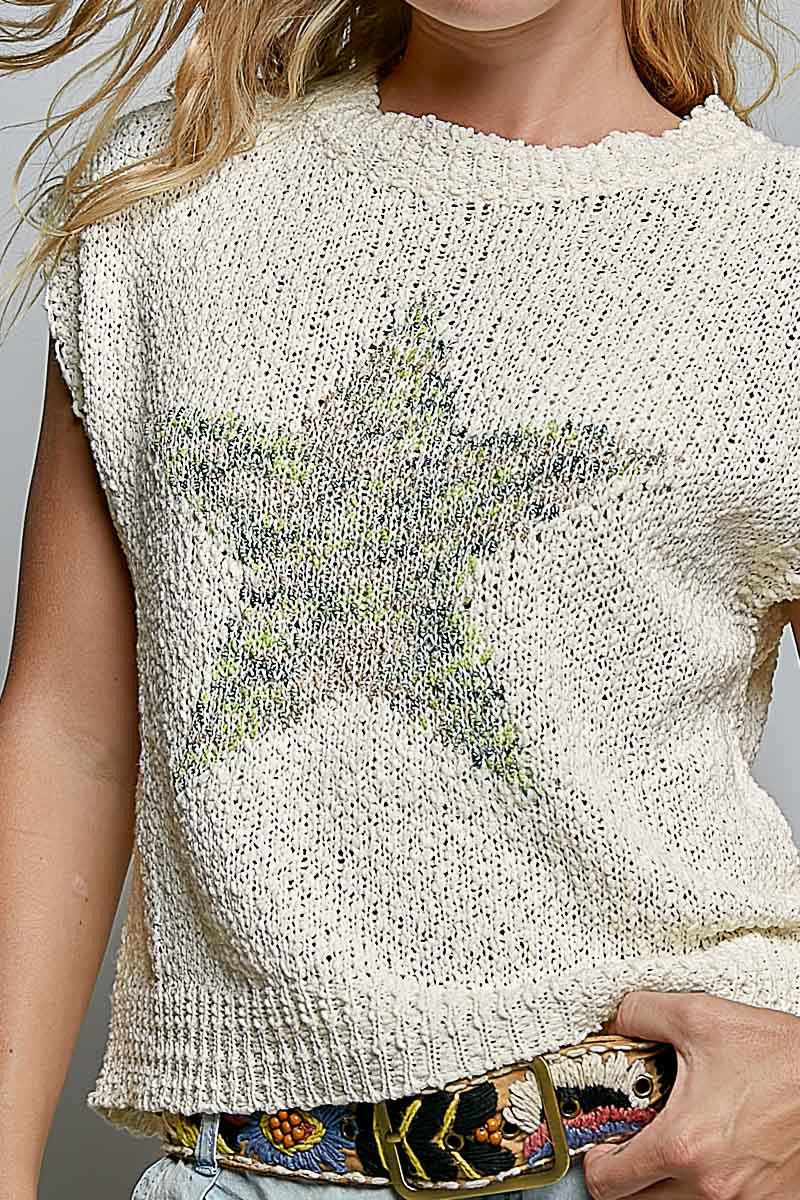 Star Print Lightweight KnitTop