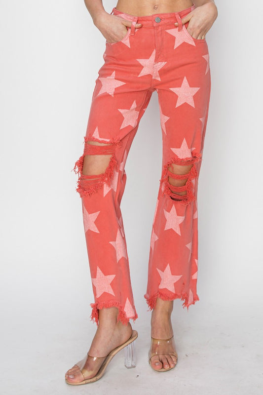 Risen Star Printed denim pants