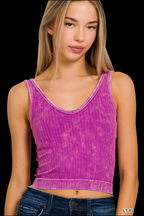 2-Way Washed Ribbed Seamless Tank -Plum
